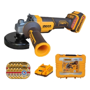 Amoladora Ingco 20v Con Baterías 4amp Valija Y Discos 115mm