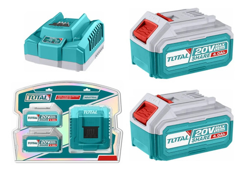 Kit Set Combo 2 Baterias 4ah 20v + Cargador Total Tfbcpk1424