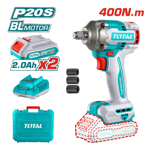Llave De Impacto Inalambrica Total 20v Motor Brushless 2 Bat - Imagen 2
