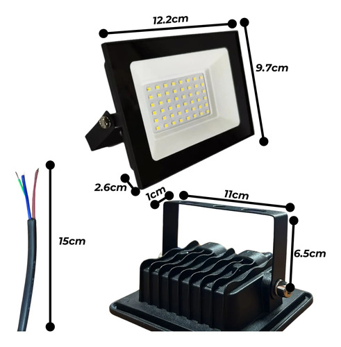 Foco Reflector Led 30w Luz Fria Blanca 6500k Intemperie Ip66 - Imagen 2