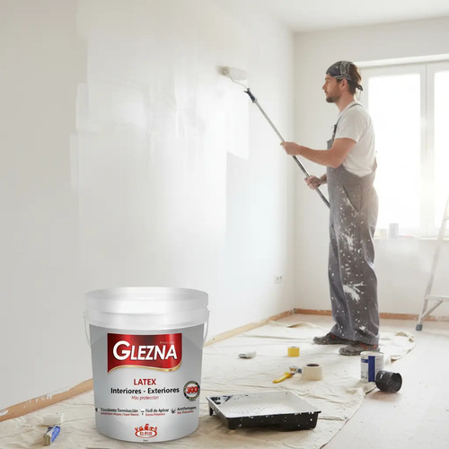 Pintura Latex Interior Exterior 18lts Glezna Antihongos - Imagen 5