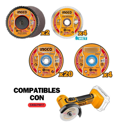Set X 30 3 Discos P Mini Amoladora Cagli76017 Ingco Mcd0763 - Imagen 4
