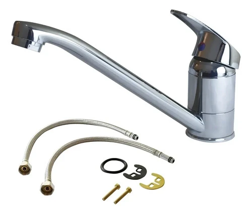 Griferia Canilla Pico Largo Monocomando Mesada Metal Cocina - Imagen 4