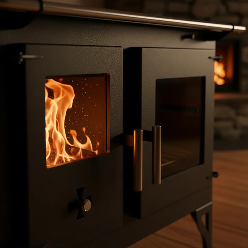 Cocina Calefactor A Leña 115 M2 Doble Combustion F820f - Imagen 4