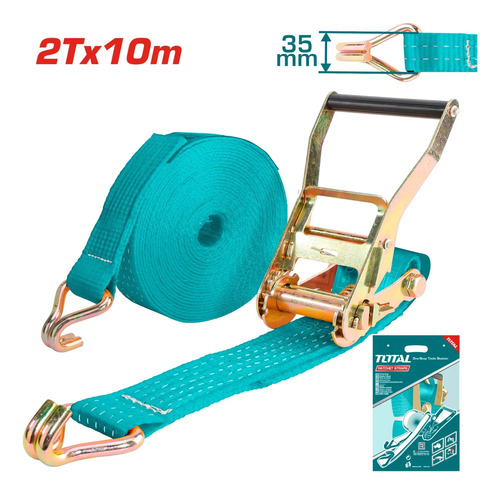 Cinta Correa Amarre Catraca Total 2ton 10mt Largo 35mm Ancho - Imagen 2