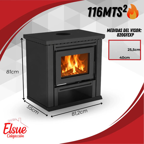 Calefactor Leña Ecologico Doble Combustion Monarch 140 Mt2 - Imagen 2