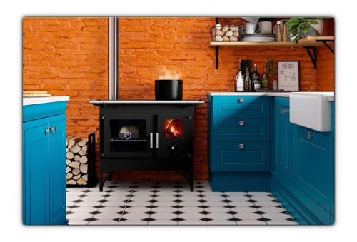 Cocina Calefactor A Leña 115 M2 Doble Combustion F820f - Imagen 6