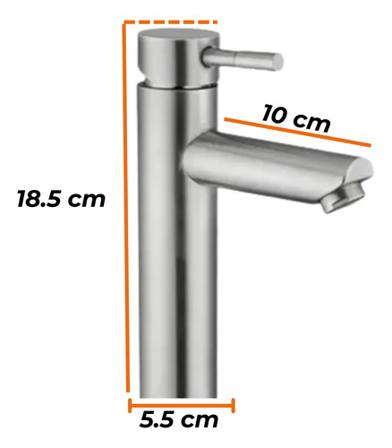 Monocomando Lavatorio Baño Acero Inox Alto O Corto 30cm-18cm - Imagen 2