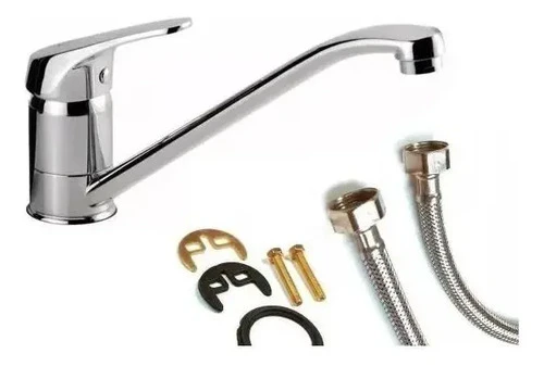 Griferia Canilla Pico Largo Monocomando Mesada Metal Cocina - Imagen 3