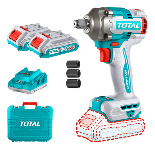 Llave De Impacto Inalambrica Total 20v Motor Brushless 2 Bat