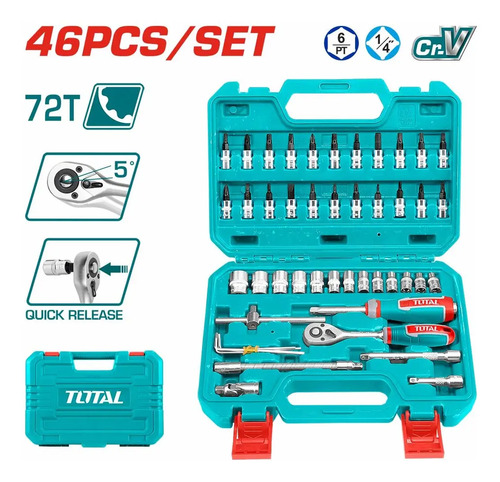 Set 46 Piezas De Dados Y Puntas 1/4 Total Tht141462 - Imagen 3