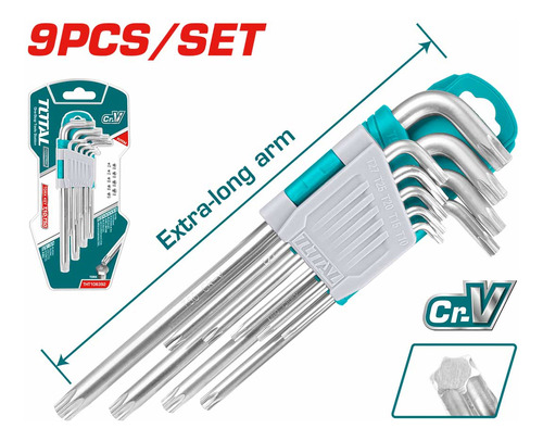 Set 9 Llaves Torx Total Cromo Vanadio Tht106391 Industrial - Imagen 3