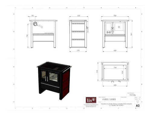 Cocina Calefactor Leña 245 M3 Ecologica Tapa Vitroceramica - Imagen 3