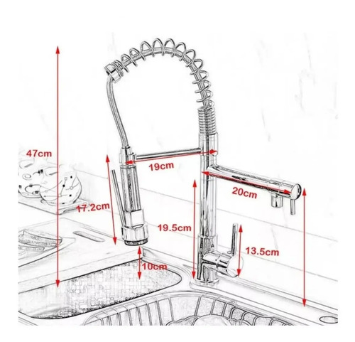 Monocomando De Cocina Pileta Con Extensible Gourmet - Imagen 7