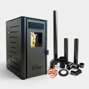 Calefactor Estufa Pellet 4kw 40mt2 Italy + Kit De Caños Warm