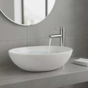 Monocomando Lavatorio Baño Acero Inoxidable Alto 30cm