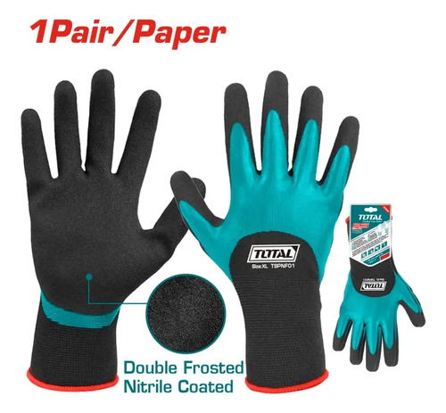 Guantes De Trabajo Con Nitrilo Anti Deslizante Total Tspnf01 - Imagen 3