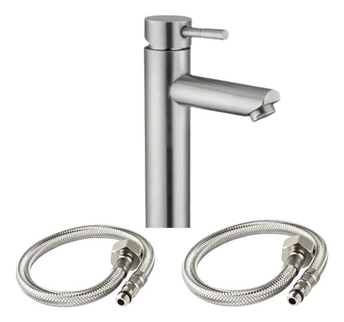 Monocomando Lavatorio Baño Acero Inox Alto O Corto 30cm-18cm - Imagen 3