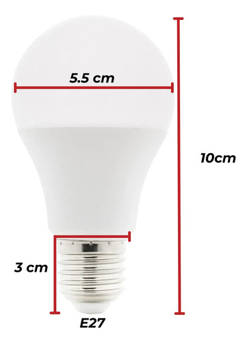 Pack Set X 10 Lámpara Foco Led 12w 6500k Luz Fría E27 Bulbo - Imagen 2