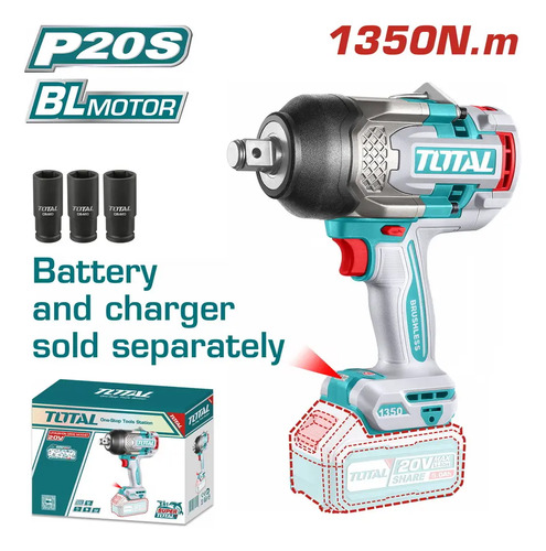 Llave De Impacto 3/4 Inalámbrica Total 20v 1350nm Sin Bat - Imagen 2