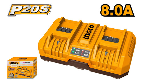 Cargador 20v Doble 8ah Rapido Ingco Fcli2082 - Imagen 3
