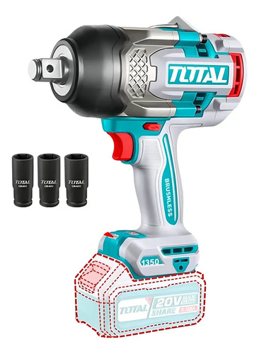 Llave De Impacto 3/4 Inalámbrica Total 20v 1350nm Sin Bat - Imagen 3