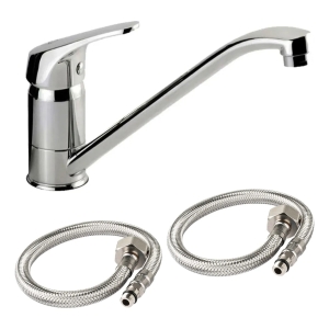 Griferia Canilla Pico Largo Monocomando Mesada Metal Cocina