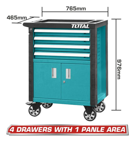 Carro Taller Gabinete 4 Cajones Con Ruedas Total Thrc01041 - Imagen 3