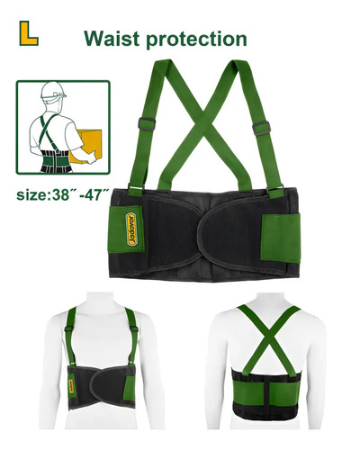 Faja Lumbar Trabajo C/ Tirantes Ajustable Jadever M - L - Xl - Imagen 3