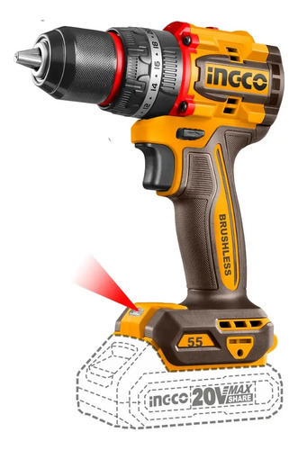 Taladro Atornillador Percutor 20v S/ Bateria Ingco Cidli2055 - Imagen 2