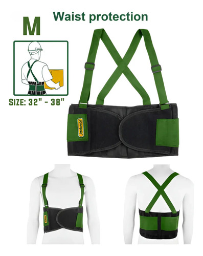 Faja Lumbar Trabajo C/ Tirantes Ajustable Jadever M - L - Xl - Imagen 2