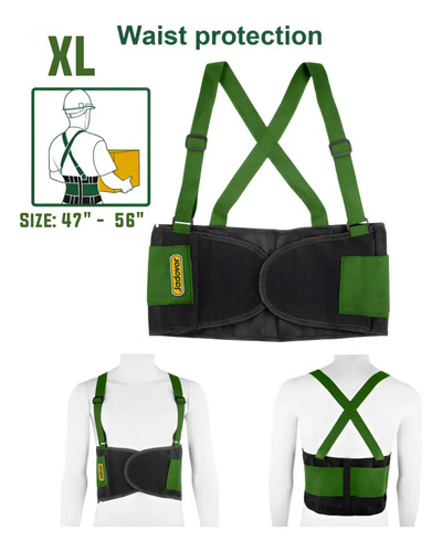 Faja Lumbar Trabajo C/ Tirantes Ajustable Jadever M - L - Xl - Imagen 4