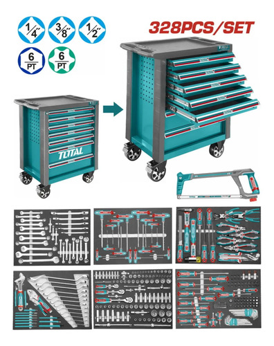 Carro Gabinete Taller Organizador Total 328 Herramientas - Imagen 2