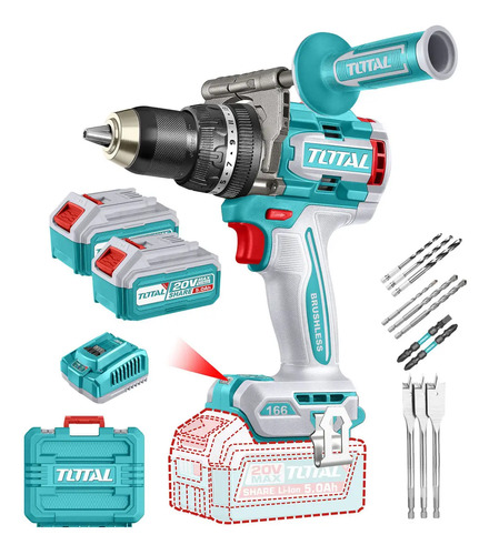 Taladro Percutor Y Atornillador Inalámbrico Total 20v 166nm - Imagen 3