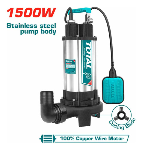 Bomba Pozo Negro Con Triturador 1500w 2hp Total Twp7150026 - Imagen 3