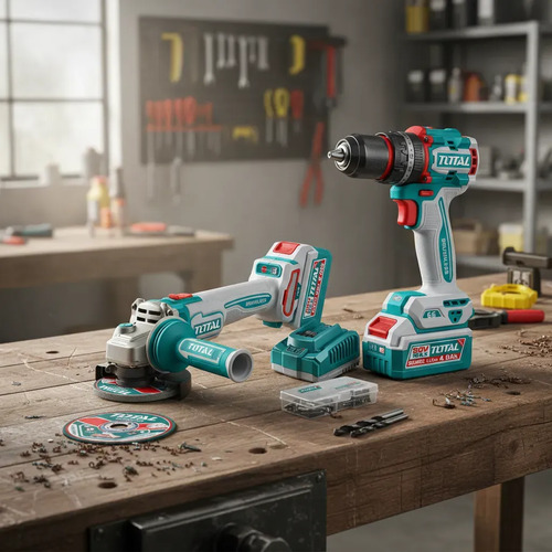 Kit Set Amoladora + Taladro De Impacto 20v Tckli20256 Total - Imagen 2