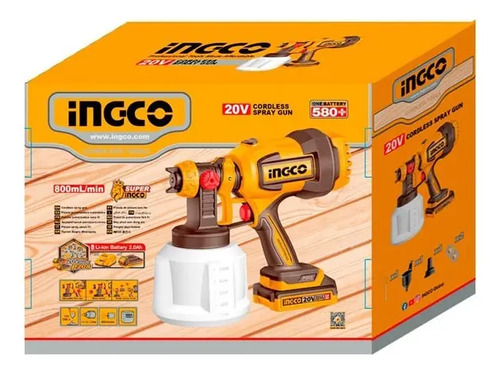 Pistola De Pintura 20v Accesorios Sin Bateria Ingco - Imagen 5
