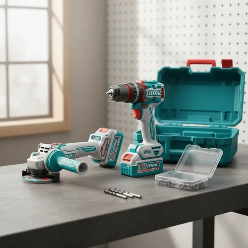 Kit Set Amoladora + Taladro De Impacto 20v Tckli20256 Total