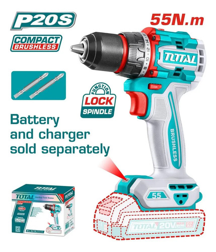 Taladro Atornillador 20v Total 55 13mm Sin Batería Brushless - Imagen 2
