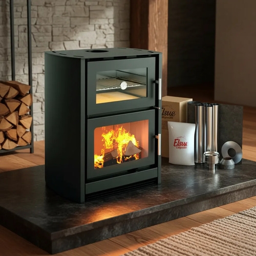 Calefactor Ecológico Horno Leña Doble Combustion + Kit Caños - Imagen 2