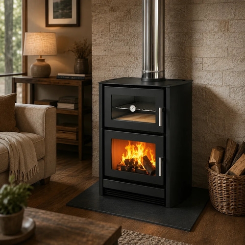 Calefactor Ecológico Horno Leña Doble Combustion + Kit Caños - Imagen 4