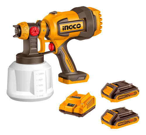 Pistola De Pintura 20v Accesorios Con 2 Bateria Y Carg Ingco - Imagen 2