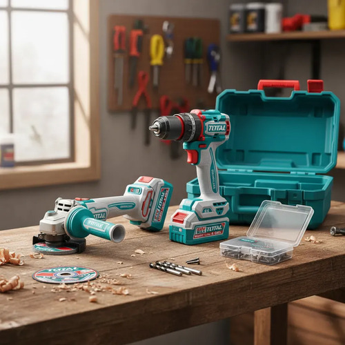Kit Set Amoladora + Taladro De Impacto 20v Tckli20256 Total - Imagen 5