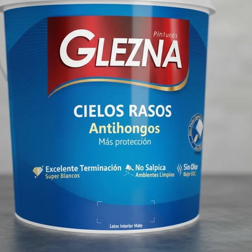 Pintura Glezna Cielos Rasos 18+18l Antihongos Latex Promo!! Blanco Mate - Imagen 4