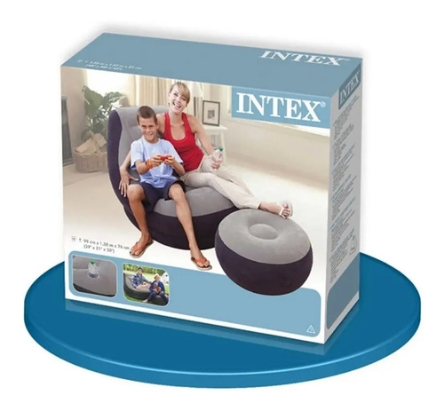 Sillón Con Apoya Pies Inflable Intex 68564 Con Porta Vaso Gris - Imagen 5