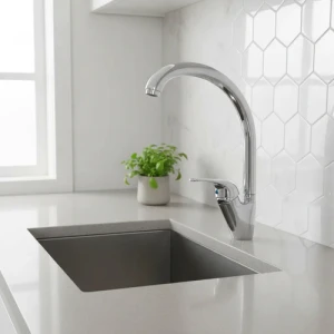 Monocomando De Cocina Mesada Acero Inoxidable Monocomando Mesada Cromado Brillante