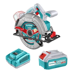 Sierra Circular Inalámbrica Total 20v - Motor Brushless, Sin Carbones - 7.1/4 Pulgadas, 185mm - 4.800rpm - Con 1 Batería 5.0ah Litio-ion, Cargador 4a Y Disco - Tsli18513 Turquesa
