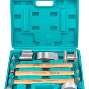 Set De Chapista Total, 7 Piezas - Martillos + Aguantadores, Acero Al Carbono - Incluye Maletín Plástico - Tbafo712
