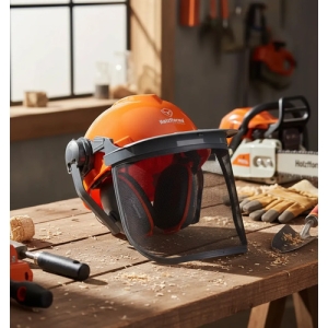 Kit Seguridad Jardin Máscara + Orejera Y Casco Holzfforma Naranja