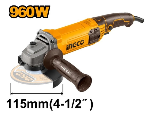 Amoladora 4 1/2 960w Mango Ergonómico Ingco Naranja 50/60hz - Imagen 3